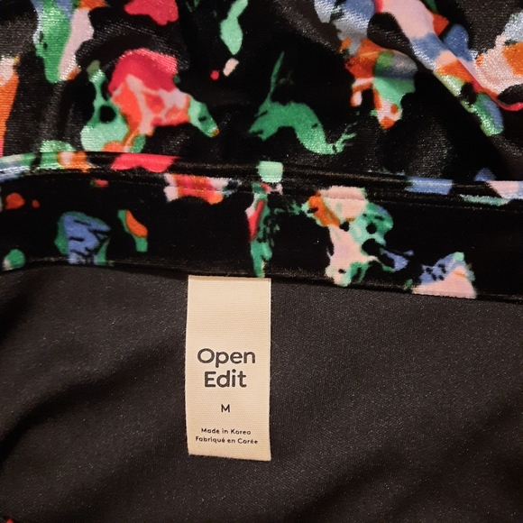 Open Edit Brushstroke Skirt Women's Medium  Black Ruched Mini Bodycon Stretch - Picture 5 of 6